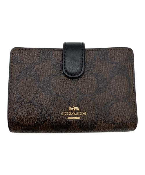 COACH（コーチ）COACH (コーチ) 2つ折り財布 ブラウン×ブラックの古着・服飾アイテム