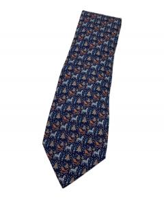 中古・古着通販】HERMES (エルメス) Hロゴシルクネクタイ ネイビー