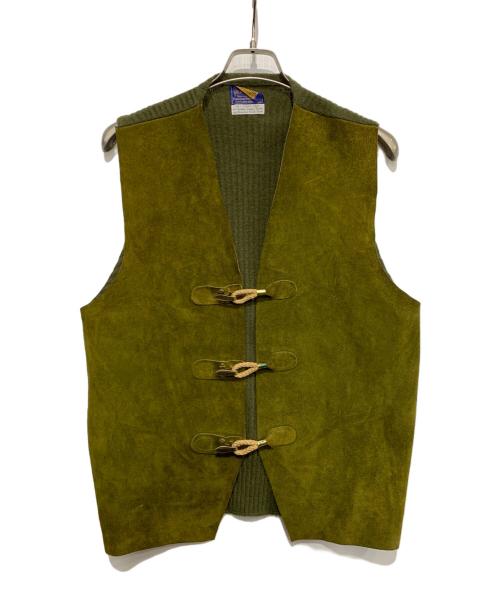 PENDLETON（ペンドルトン）PENDLETON (ペンドルトン) ウールスウェード切替ベスト オリーブ サイズ:Lの古着・服飾アイテム