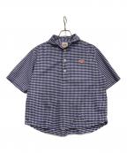 DANTONダントン）の古着「半袖プルオーバーシャツ」｜ホワイト×ブルー