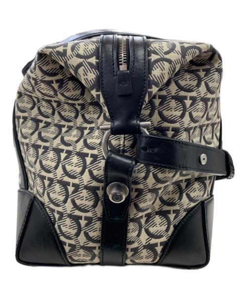 Salvatore Ferragamo（サルヴァトーレ フェラガモ）Salvatore Ferragamo (サルヴァトーレ フェラガモ) ガンチーニ柄ボストンバッグ ブラック×ベージュの古着・服飾アイテム