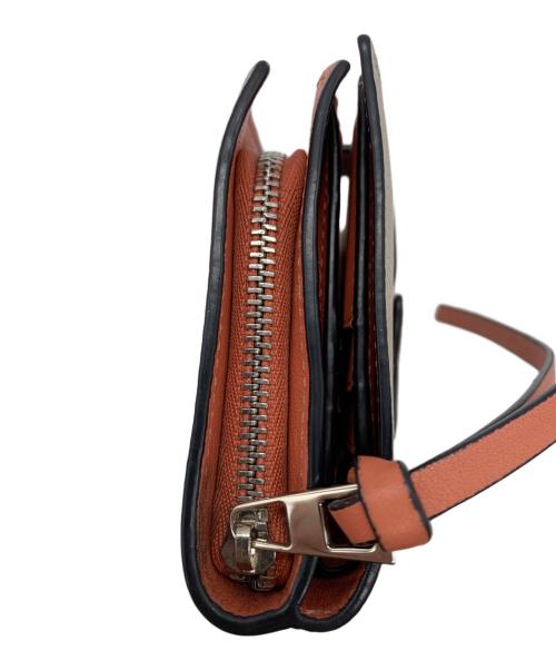 LOEWE（ロエベ）LOEWE (ロエベ) コンパクトジップウォレット ベージュ×ブラウンの古着・服飾アイテム