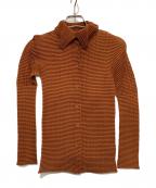 ISSEY MIYAKE PLEATS.Tイッセイミヤケプリーツ）の古着「薄手カーディガン」｜ブラウン