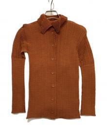 ISSEY MIYAKE PLEATS.T（イッセイミヤケプリーツ）の古着「薄手カーディガン」｜ブラウン