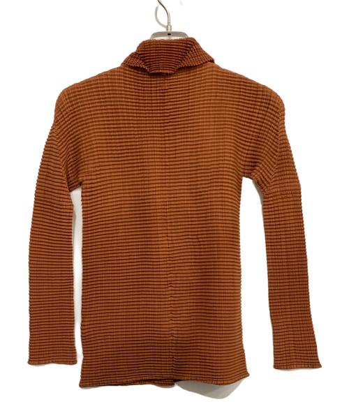ISSEY MIYAKE PLEATS.T（イッセイミヤケプリーツ）ISSEY MIYAKE PLEATS.T (イッセイミヤケプリーツ) 薄手カーディガン ブラウン サイズ:Mの古着・服飾アイテム
