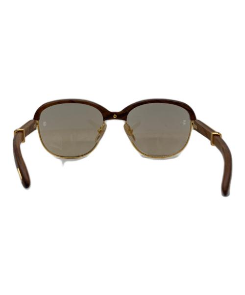 Cartier（カルティエ）Cartier (カルティエ) ウッドテンプルサングラス ブラウン×ゴールド サイズ:56□19 テンプル135の古着・服飾アイテム