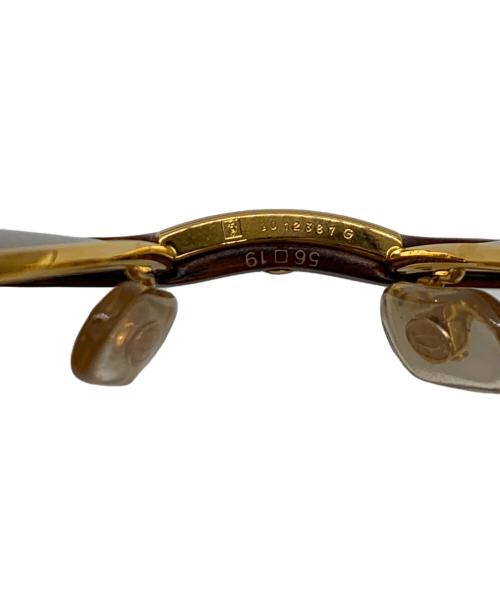 Cartier（カルティエ）Cartier (カルティエ) ウッドテンプルサングラス ブラウン×ゴールド サイズ:56□19 テンプル135の古着・服飾アイテム