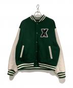 X-LARGEエクストララージ）の古着「スタジャン」｜グリーン×ホワイト