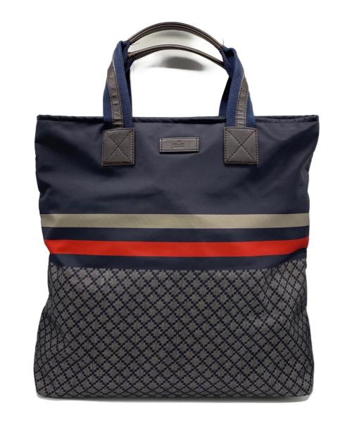 GUCCI（グッチ）GUCCI (グッチ) 切替トートバッグ ネイビーの古着・服飾アイテム