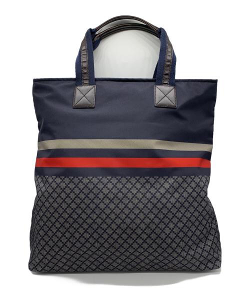 GUCCI（グッチ）GUCCI (グッチ) 切替トートバッグ ネイビーの古着・服飾アイテム