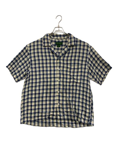 INDIA SHIRTINGS（インディア シャーティングス）INDIA SHIRTINGS (インディア シャーティングス) JOURNAL STANDARD relume (ジャーナルスタンダード レリューム) 半袖シャツ ホワイト×ネイビー サイズ:Lの古着・服飾アイテム