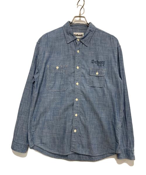 Schott（ショット）Schott (ショット) 長袖シャツ ブルー サイズ:Lの古着・服飾アイテム