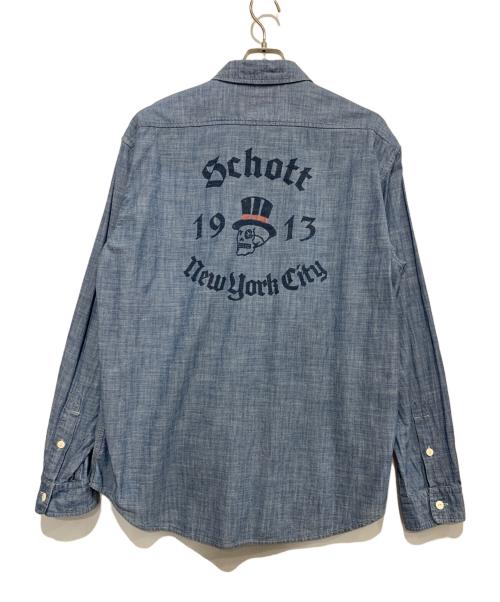 Schott（ショット）Schott (ショット) 長袖シャツ ブルー サイズ:Lの古着・服飾アイテム