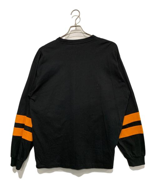 Champion（チャンピオン）Champion (チャンピオン) 長袖カットソー ブラック×オレンジ サイズ:Lの古着・服飾アイテム