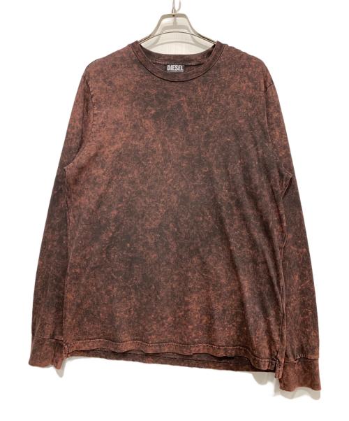 DIESEL（ディーゼル）DIESEL (ディーゼル) 長袖カットソー レッド×ブラック サイズ:Lの古着・服飾アイテム