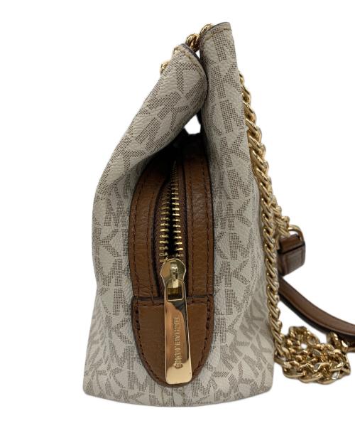 MICHAEL KORS（マイケル・コース）MICHAEL KORS (マイケル・コース) チェーンショルダーバッグ アイボリー×ブラウンの古着・服飾アイテム