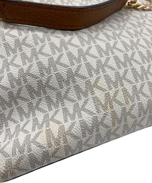 MICHAEL KORS（マイケル・コース）MICHAEL KORS (マイケル・コース) チェーンショルダーバッグ アイボリー×ブラウンの古着・服飾アイテム