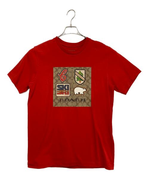 COACH（コーチ）COACH (コーチ) スキー パッチ シグネチャー Tシャツ レッド サイズ:Sの古着・服飾アイテム