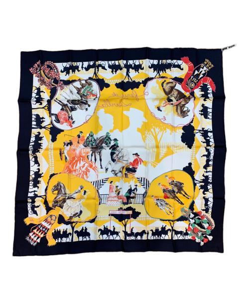 HERMES（エルメス）HERMES (エルメス) スカーフ イエロー×ブラック サイズ:-の古着・服飾アイテム