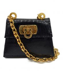 Salvatore Ferragamo（サルヴァトーレ フェラガモ）の古着「ミニチェーンショルダーポーチ」｜ブラック