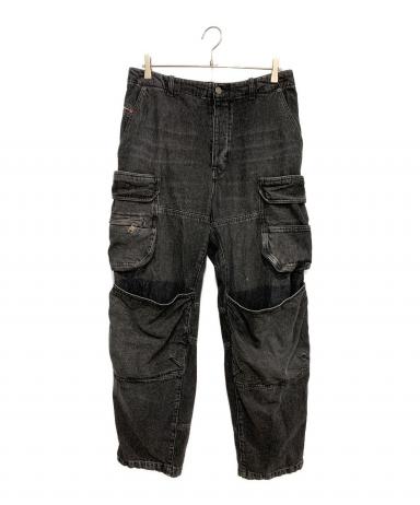 幽*美様 DIESEL デニム カーゴパンツ ブラック 中古・古着通販】DIESEL (ディーゼル) ウォッシュドデニムカーゴパンツ