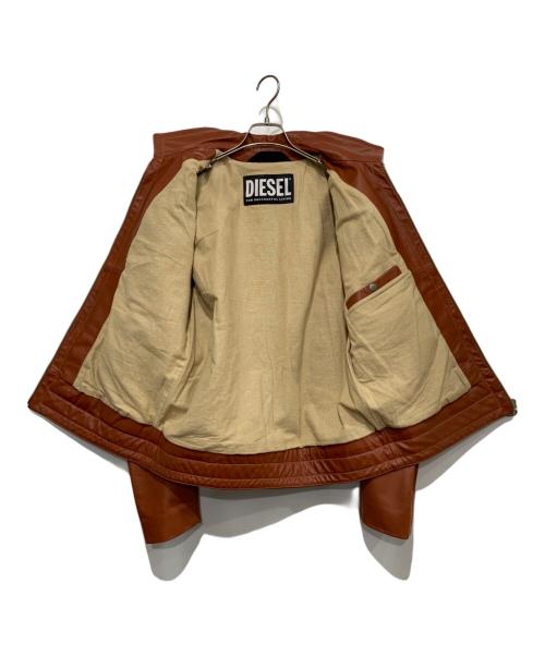DIESEL（ディーゼル）DIESEL (ディーゼル) カウハイドレザージャケット ブラウン サイズ:Lの古着・服飾アイテム
