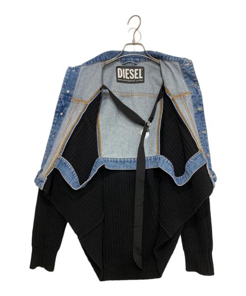 DIESEL（ディーゼル）DIESEL (ディーゼル) ニットドッキングジャケット ブラック×インディゴ サイズ:Sの古着・服飾アイテム