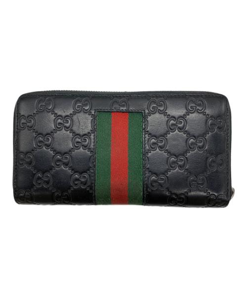 GUCCI（グッチ）GUCCI (グッチ) 長財布 ブラック×グリーンの古着・服飾アイテム