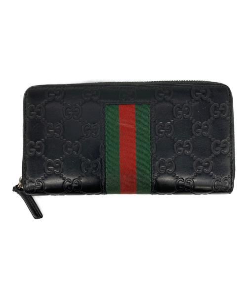 GUCCI（グッチ）GUCCI (グッチ) 長財布 ブラック×グリーンの古着・服飾アイテム