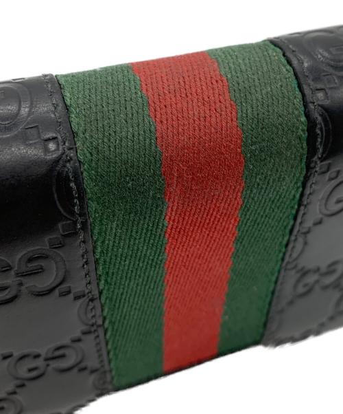 GUCCI（グッチ）GUCCI (グッチ) 長財布 ブラック×グリーンの古着・服飾アイテム