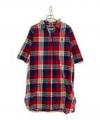 RALPH LAURENラルフローレン）の古着「長袖シャツワンピース」｜ネイビー×レッド