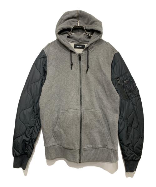 DIESEL（ディーゼル）DIESEL (ディーゼル) 切り替えジップパーカー グレー サイズ:Mの古着・服飾アイテム