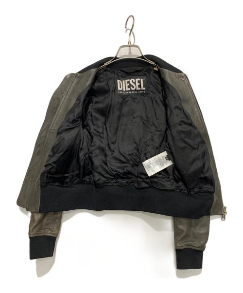 DIESEL（ディーゼル）DIESEL (ディーゼル) ラムレザージャケット ブラック×グレー サイズ:ＸＳの古着・服飾アイテム