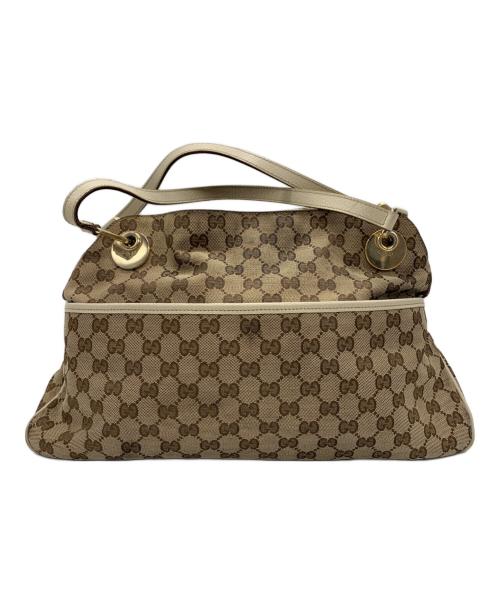 GUCCI（グッチ）GUCCI (グッチ) ハンドバッグ ブラウン×ベージュの古着・服飾アイテム