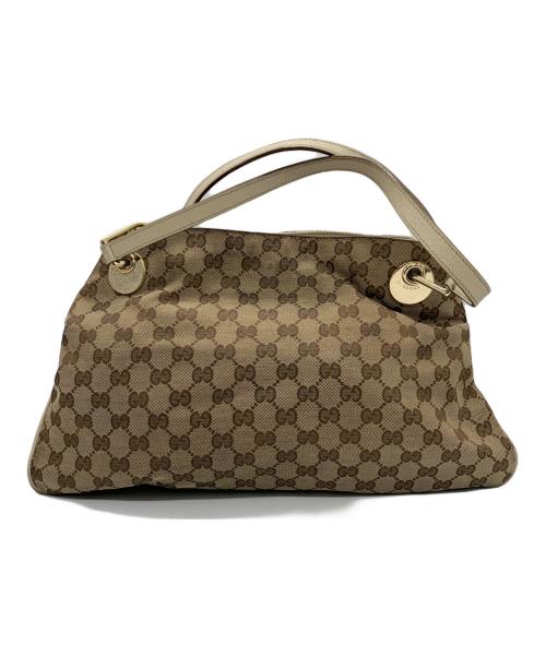 GUCCI（グッチ）GUCCI (グッチ) ハンドバッグ ブラウン×ベージュの古着・服飾アイテム