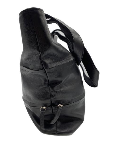 yohji yamamoto+noir（ヨウジヤマモトプリュスノアール）yohji yamamoto+Noir (ヨウジヤマモトプリュスノアール) レザートートバッグ ブラックの古着・服飾アイテム