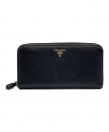 PRADA（プラダ）の古着「ラウンドファスナー長財布」｜ブラック