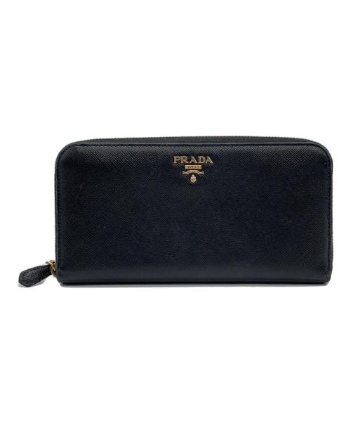 PRADA（プラダ）PRADA (プラダ) ラウンドファスナー長財布 ブラックの古着・服飾アイテム
