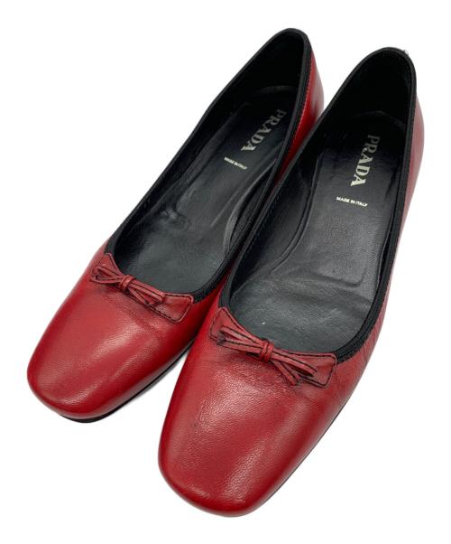 PRADA（プラダ）PRADA (プラダ) リボンローパンプス レッド サイズ:37の古着・服飾アイテム