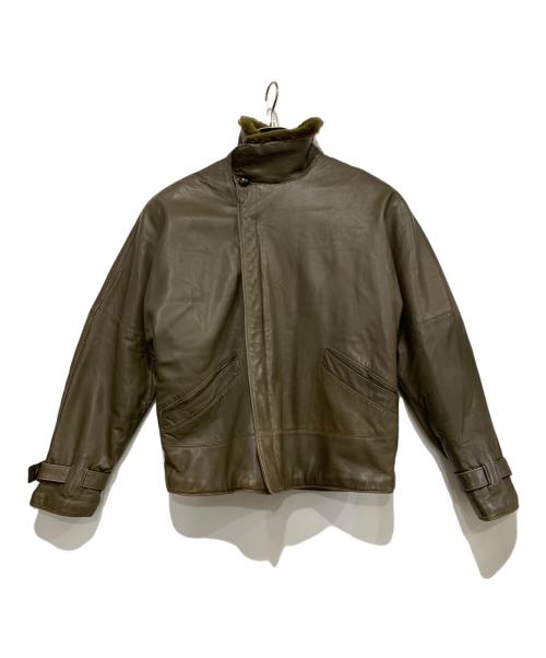 GIANNI VERSACE（ジャンニ・ヴェルサーチ）GIANNI VERSACE (ジャンニ・ヴェルサーチ) レザージャケット オリーブ サイズ:44の古着・服飾アイテム