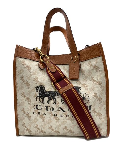 COACH（コーチ）COACH (コーチ) 2WAYバッグ ホワイト×ブラウンの古着・服飾アイテム