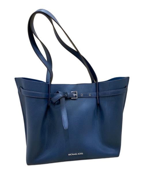 MICHAEL KORS（マイケル・コース）MICHAEL KORS (マイケル・コース) レザートートバッグ ネイビーの古着・服飾アイテム
