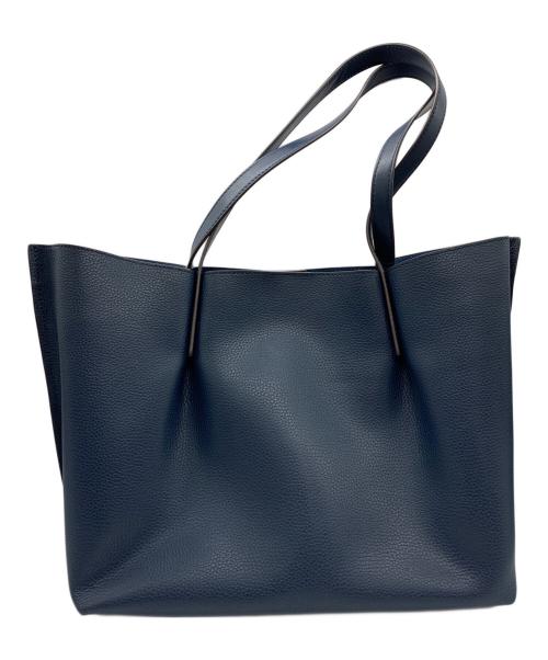 MICHAEL KORS（マイケル・コース）MICHAEL KORS (マイケル・コース) レザートートバッグ ネイビーの古着・服飾アイテム