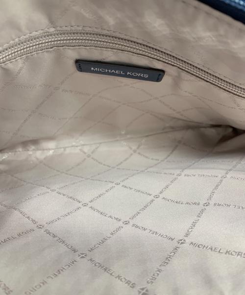 MICHAEL KORS（マイケル・コース）MICHAEL KORS (マイケル・コース) レザートートバッグ ネイビーの古着・服飾アイテム