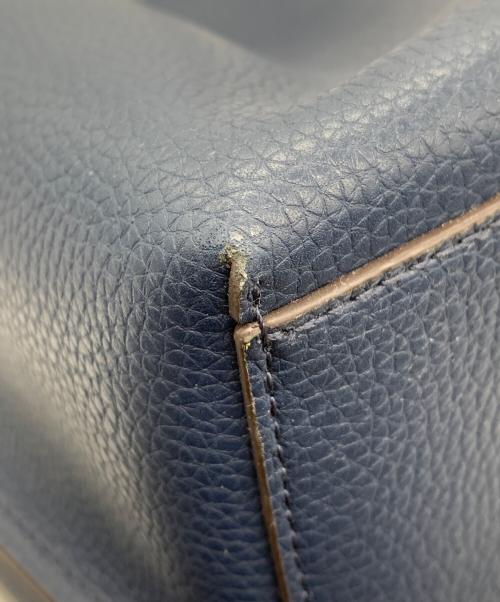 MICHAEL KORS（マイケル・コース）MICHAEL KORS (マイケル・コース) レザートートバッグ ネイビーの古着・服飾アイテム