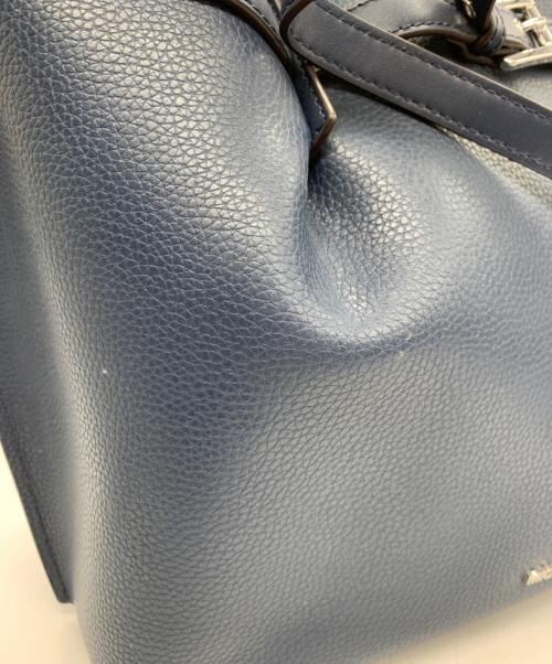 MICHAEL KORS（マイケル・コース）MICHAEL KORS (マイケル・コース) レザートートバッグ ネイビーの古着・服飾アイテム