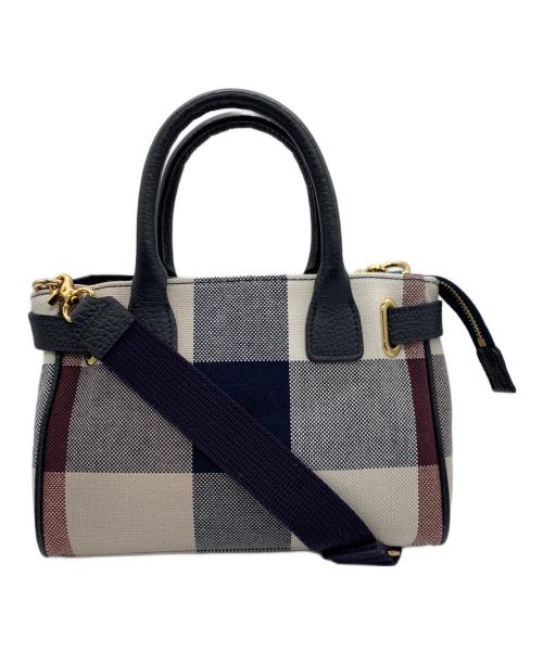 BLUE LABEL CRESTBRIDGE（ブルーレーベルクレストブリッジ）BLUE LABEL CRESTBRIDGE (ブルーレーベルクレストブリッジ) チェックキャンバス2WAYバッグ ブルー×ホワイトの古着・服飾アイテム