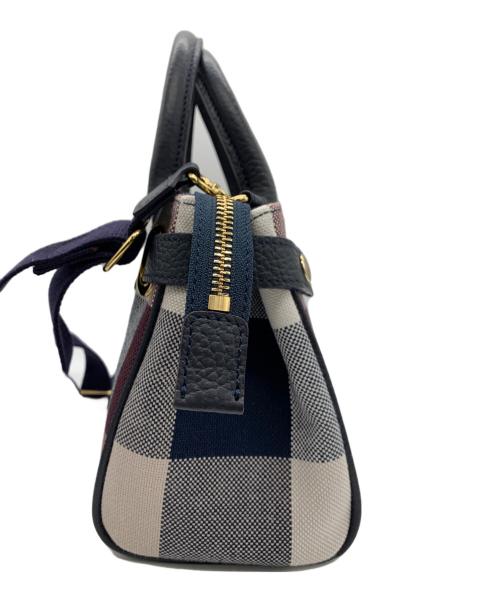 BLUE LABEL CRESTBRIDGE（ブルーレーベルクレストブリッジ）BLUE LABEL CRESTBRIDGE (ブルーレーベルクレストブリッジ) チェックキャンバス2WAYバッグ ブルー×ホワイトの古着・服飾アイテム