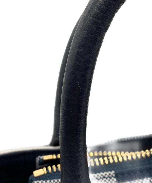 BLUE LABEL CRESTBRIDGE（ブルーレーベルクレストブリッジ）BLUE LABEL CRESTBRIDGE (ブルーレーベルクレストブリッジ) チェックキャンバス2WAYバッグ ブルー×ホワイトの古着・服飾アイテム