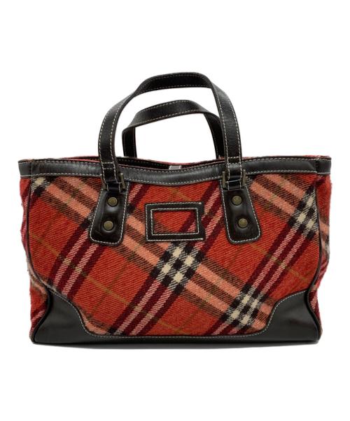 BURBERRY BLUE LABEL（バーバリー ブルー レーベル）BURBERRY BLUE LABEL (バーバリー ブルー レーベル) ウールトートバッグ レッドの古着・服飾アイテム